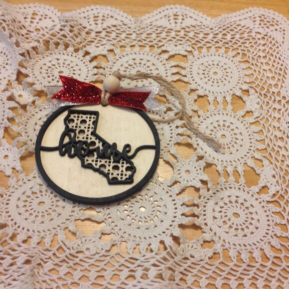 California Home Christmas Ornament, home, lightweight wood, new item - Picture 2 of 4